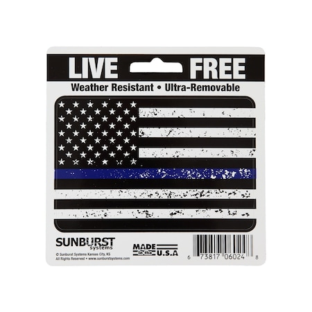 Sunburst Systems Decal Patriotic Blue Line 5 in x 5 in, White Vinyl 6024